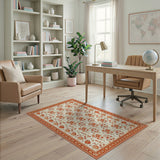 Cream Terracotta Floral Persian Area Rug