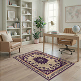 Purple Purple Floral Medallion Persian Area Rug