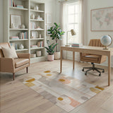 Abstract Geometric Modern Area Rug in Beige Tones