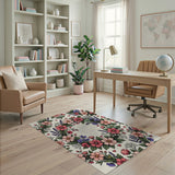 Romantic Floral Wreath Hearts Area Rug