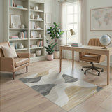 Abstract Wavy Beige Grey Area Rug