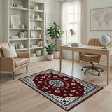 Red Traditional Persian Floral Red Area Rug