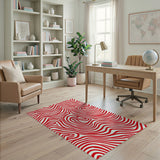 Red Bold Red Wavy Stripe Area Rug