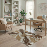 Vintage Fern Fronds Brown Tan Area Rug