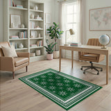 Festive Green Snowflake Area Rug
