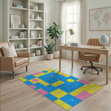 Geometric Modern Vibrant Multi-Color Geometric Grid Area Rug
