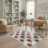 Red Berry Cluster Fruit Pattern Area Rug