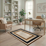 Modern Geometric Brown Border Area Rug