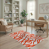 Bold Red Swirl Abstract Abstract Area Area Rug