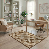 Beige and Neutral Beige Neutral Geometric Block Area Rug