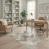 Beige Wavy Abstract Area Rug