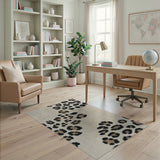 Cream Leopard Print Tufted Area Rug