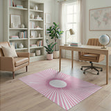Pink Sunburst Radial Stripe Area Rug