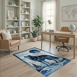 Howling Wolf Blue Moon Snowy Wilderness Rug