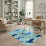 Playful Whale Ocean Kids Kids Cartoon Area Rug