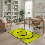 Glitchy Yellow Smiley Face Area Rug