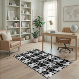 Black White Skull Star Moon Geometric Rug
