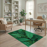 Lush Green Fern Frond Area Rug