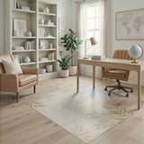 Beige Watercolor Leaf Area Rug