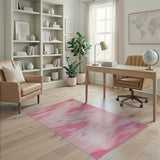 Blush Pink Abstract Brushstroke Area Rug
