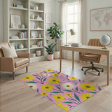 Vibrant Yellow Sunflower Daisy Pink Area Rug