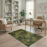 Lush Fern Silhouette Green Area Rug