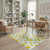 Sunny Yellow Daisy Watercolor Area Rug