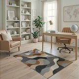 Wavy Grey Abstract Area Rug