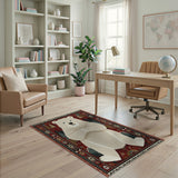 Cute Polar Bear Winter Forest Area Rug