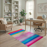 Stripe Vibrant Multi-Color Horizontal Stripe Area Rug