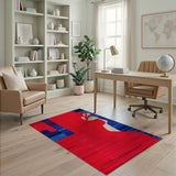 Red Blue Abstract Face Profile Area Rug