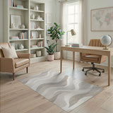 Abstract Area Modern Wavy Grey Abstract Area Rug