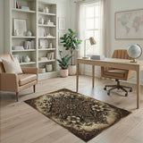 Ornate Gold Mandala Floral Vintage Rug