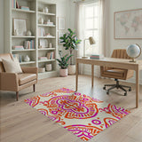 Vibrant Orange Pink Heritage Tribal Area Rug