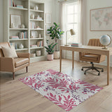 Pink Leaf and Berry Floral Area Rug