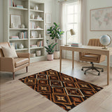 Brown and Tan Southwestern Geometric Diamond Area Rug