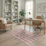 Pink Striped Beach Umbrellas Cabanas Rug
