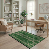 Green Geometric Fir Tree Motif Area Rug