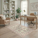 Pink Vintage Rose Floral Area Rug