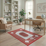 Red Pixel Baseball Stadium Area Rug