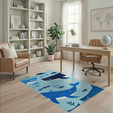 Playful Whale Shark Ocean Kids Area Rug