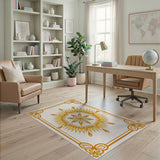 Ornate Golden Sunflower Mandala Rug