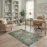 Green Abstract Green Leaves Area Rug