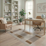 Brown Tan Grid Woven Area Rug