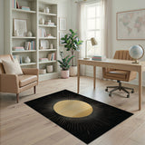 Golden Sunburst Geometric Area Rug