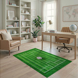 Green Baseball Field Green Turf Area Rug