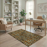 Orange Leopard Print Area Rug with Black Border