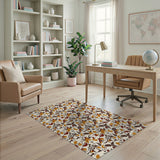 Golden Floral Vine Beige Area Rug