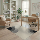 Abstract Overlapping Circles Black White Area Rug