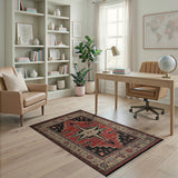 Vibrant Red Star Southwestern Area Rug